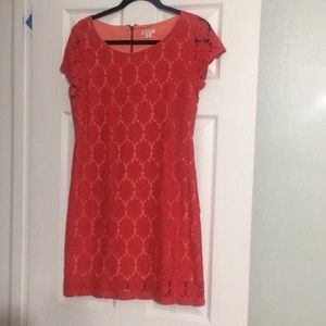 Coral mini lace shift dress!!